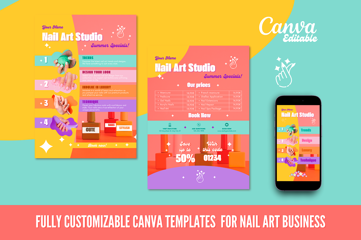 Nail Studio Marketing Templates, a Marketing Template by PaolaroiDesign (Photo 3 of 7)