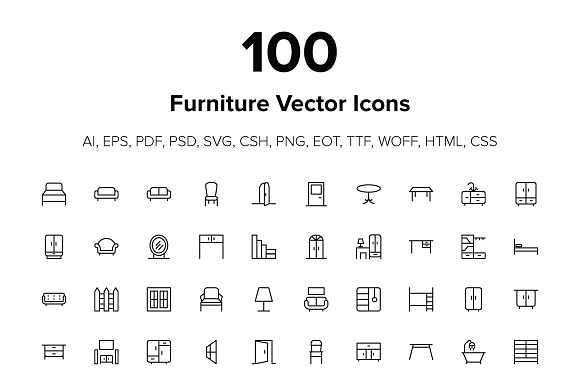 100 Furniture Icons preview 4