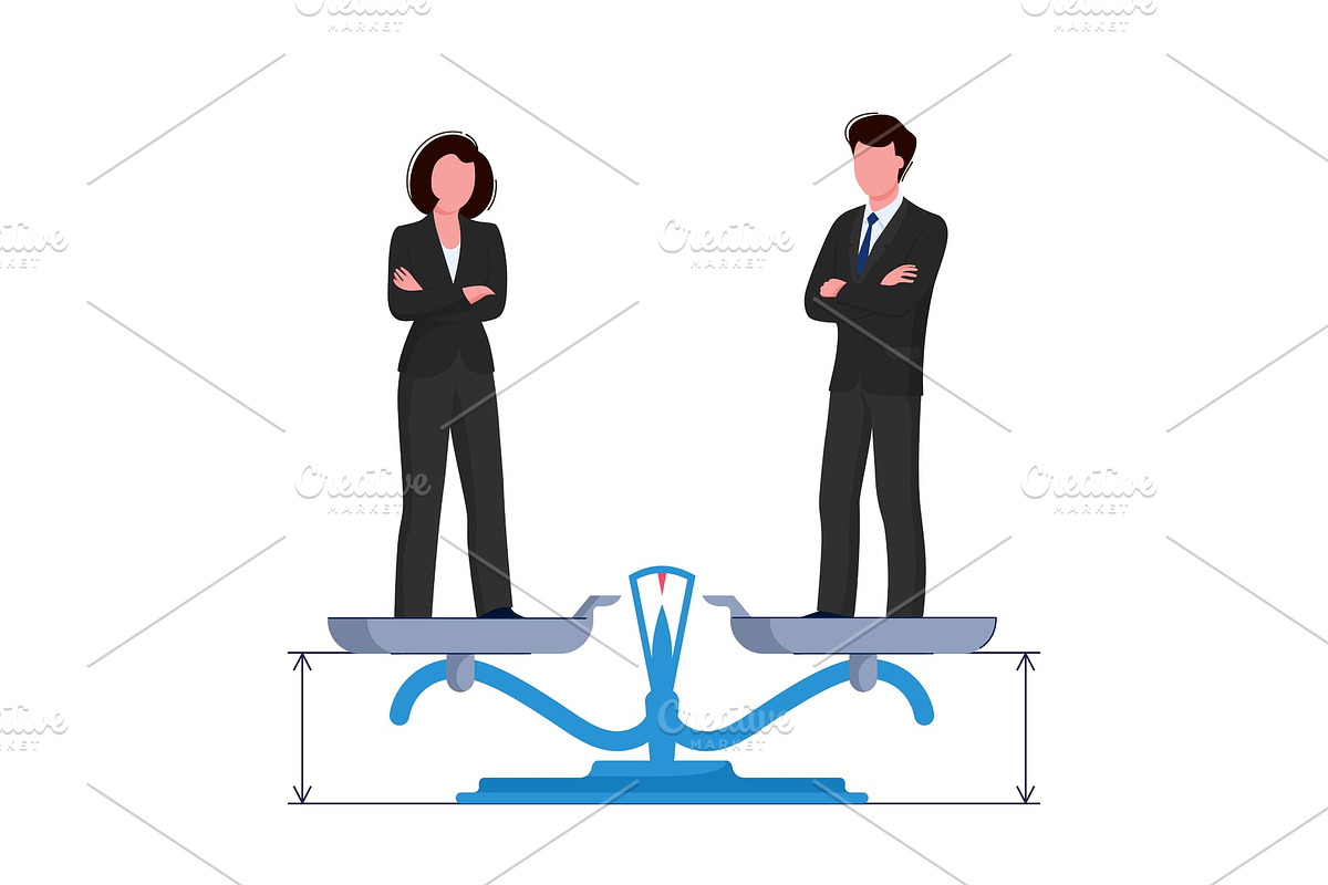 Gender equality concept. Woman and, a Person Illustration by Shanvood art