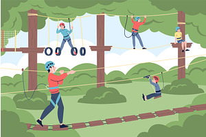 Rope park walking. Extreme, a Sport Illustration by LadadikArt