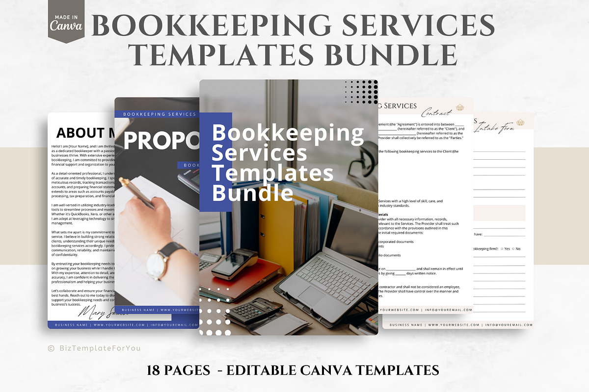Bookkeeping Services Template Bundle, a Branding & Logo Template by BizTemplateForYou (Photo 1 of 8)