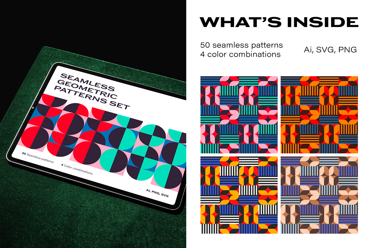 Seamless Geometric Patterns Set, a Pattern Graphic by Katedsgn (Photo 2 of 10)