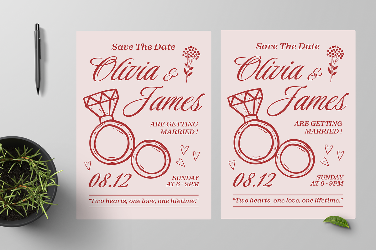 Red Minimalist Wedding Invitation, an Invitation Template by Annora Studio (Photo 2 of 6)