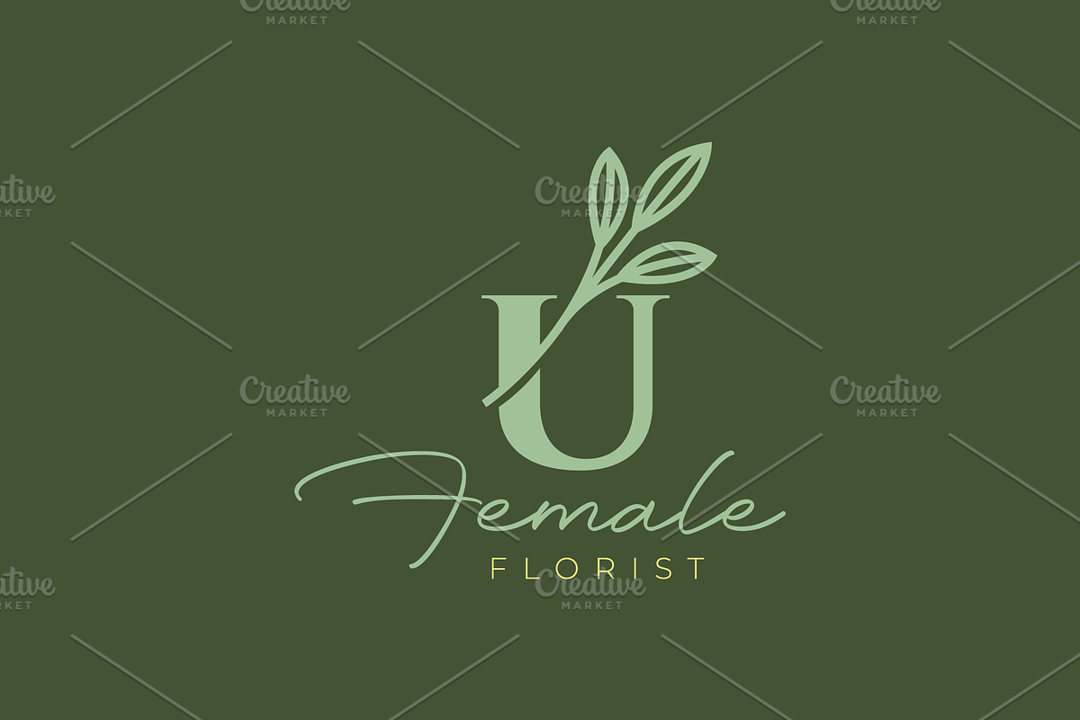 letter u floral leaf modern logo, a Branding & Logo Template by devastd
