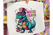 Mardi Grawr Dino T-Rex Mardi Gras Pn, an Illustration by designcity5 (Thumbnail 1 of 9)