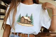 Watercolor Winter Cabin Clipart, an Illustration by CrexoraLab (Thumbnail 4 of 5)