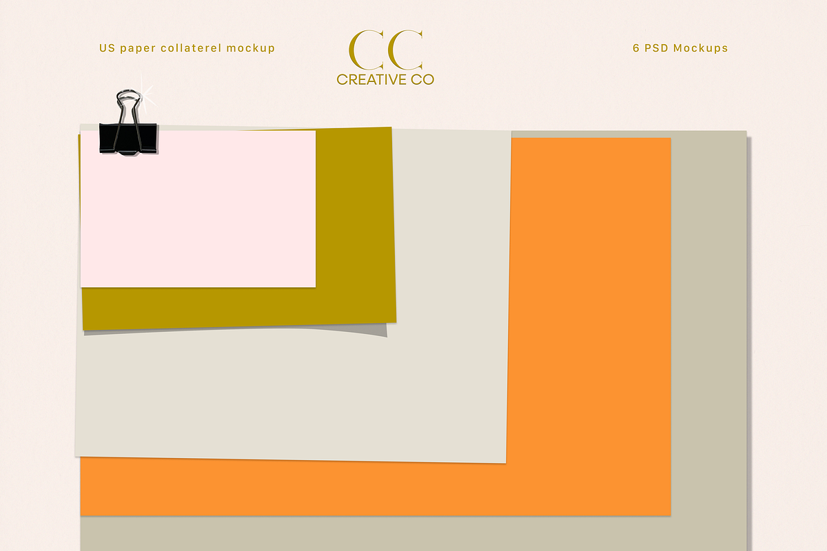 US Paper Collateral Mockup, a Marketing Template by CC CREATIVE CO (Photo 1 of 8)