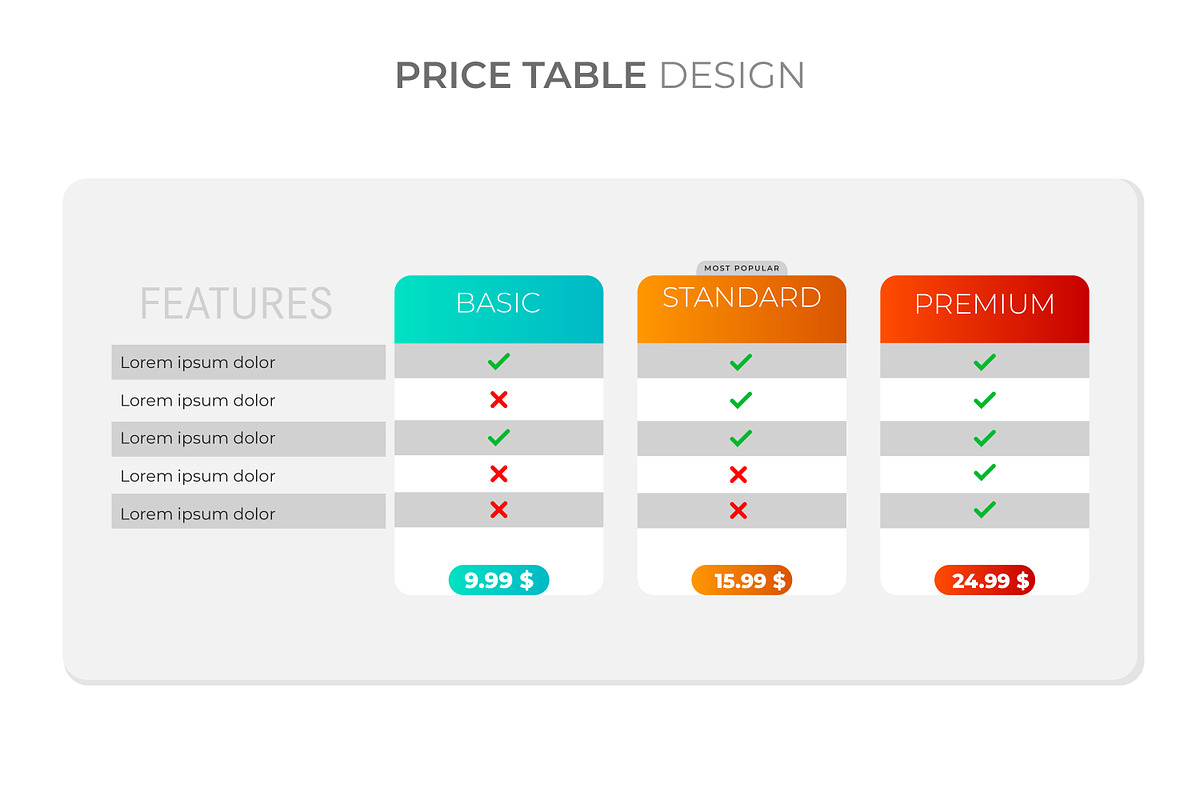 Multiple option colorful price table, a Templates & Theme by DESIGNSKIT