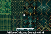 Art Deco Christmas Geometric Grid, a Pattern Graphic by Printable Treasure (Thumbnail 1 of 3)
