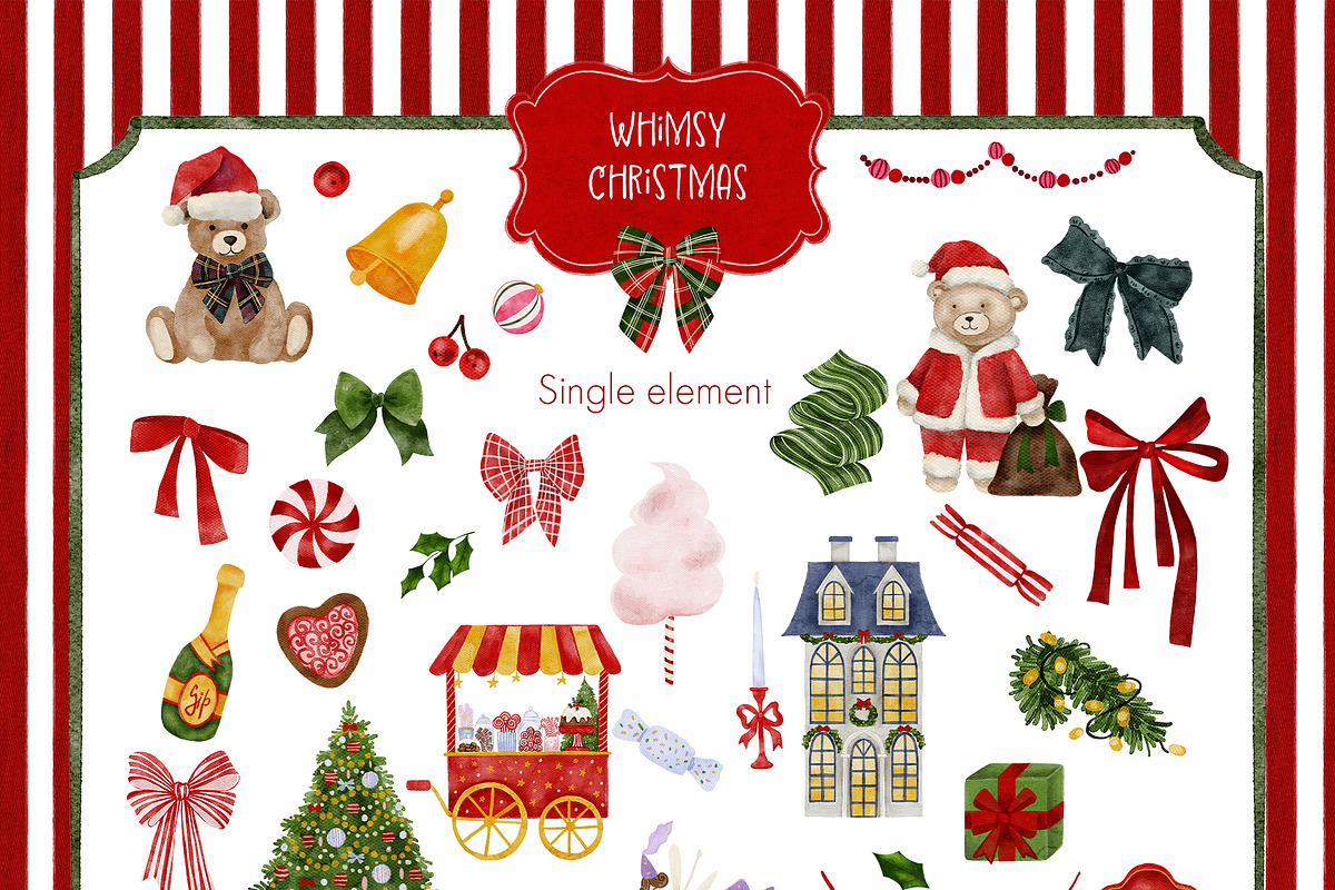 Whimsy Christmas. Watercolor art., an Object Graphic by ma_i_vi (Photo 5 of 10)