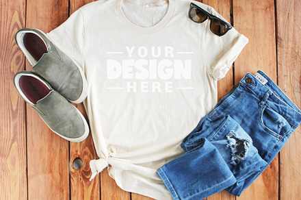 Bella Canvas 3001 Soft Cream Mockup, a Photo by Em & Dash