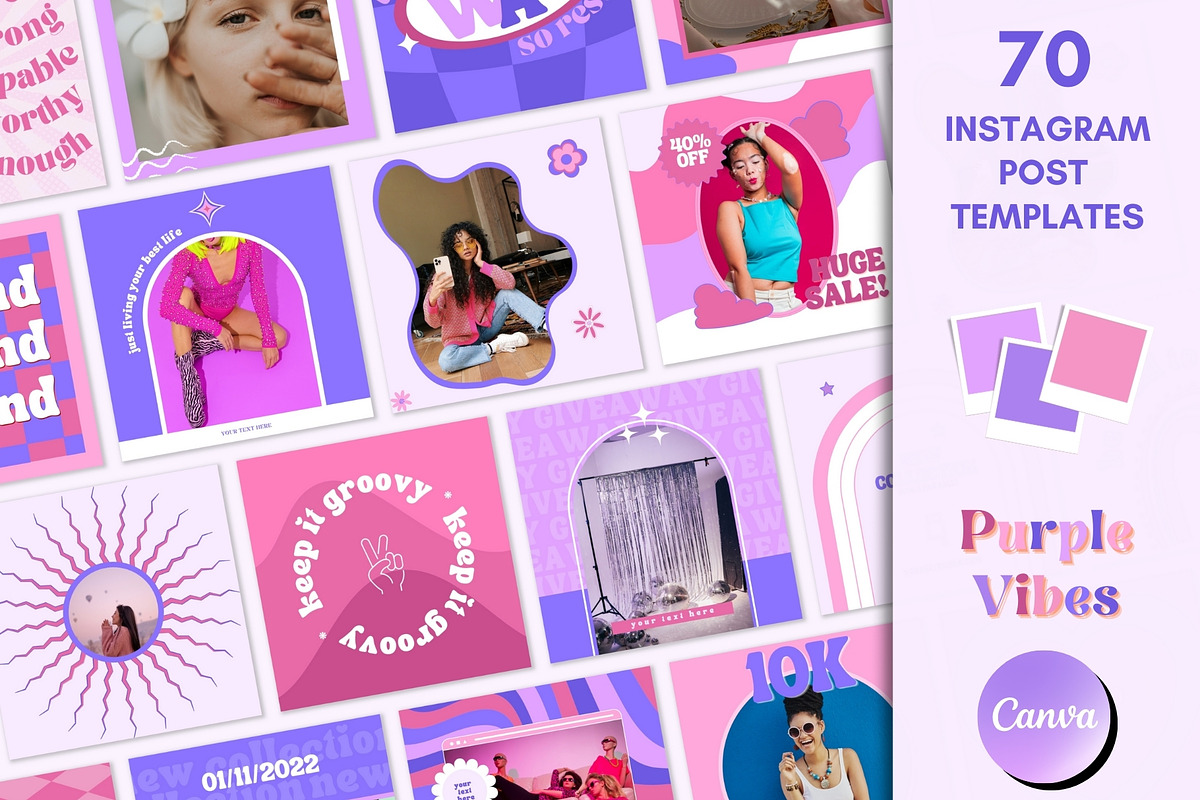 Retro Instagram Post Templates Canva, a Social Media Template by Boltik Studio (Photo 1 of 10)