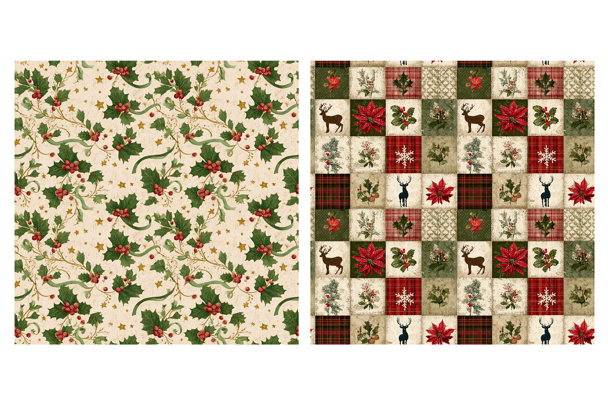 Vintage Christmas Paper Sublimation, an Illustration by Designking (Photo 4 of 4)