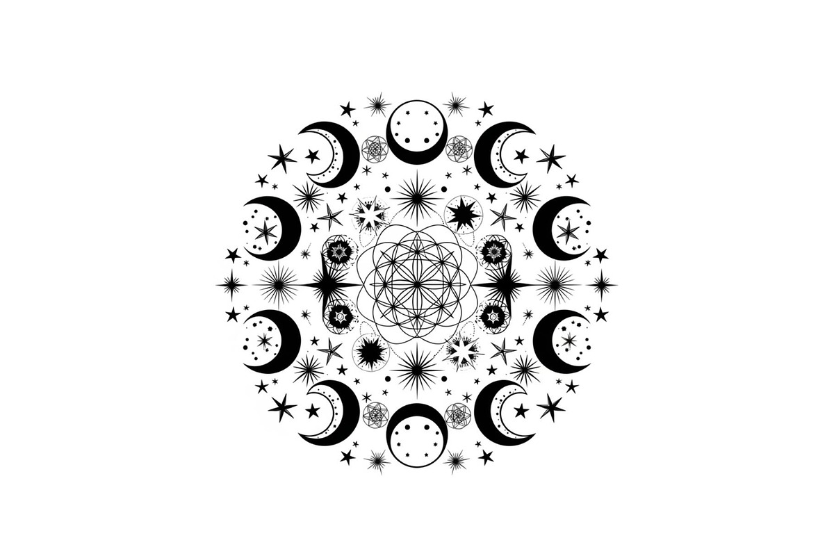 Moon Phase Mandala SVG Bundle, an Illustration by yasushie (Photo 17 of 31)