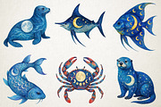 Watercolor Moonlit Ocean PNG Clipart, an Animal Illustration by RobertsArt (Thumbnail 2 of 5)