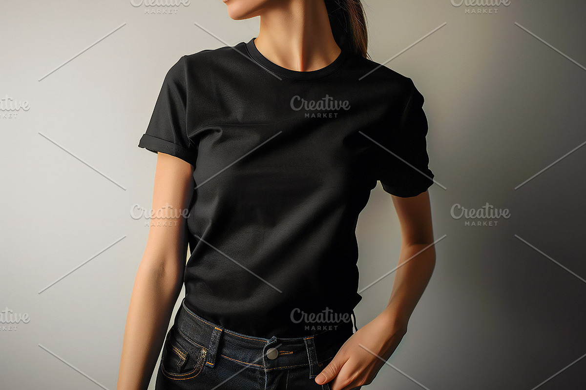 Black Gildan T-shirt Mockup, a Shirt Mockup by VetalStock (Photo 2 of 7)