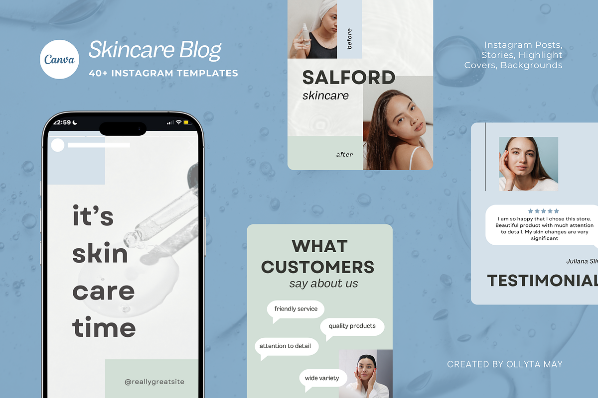 Delicate Skincare Instagram Templates