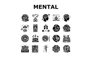 mental health people care mind icons, an Object Illustration by pikepicture