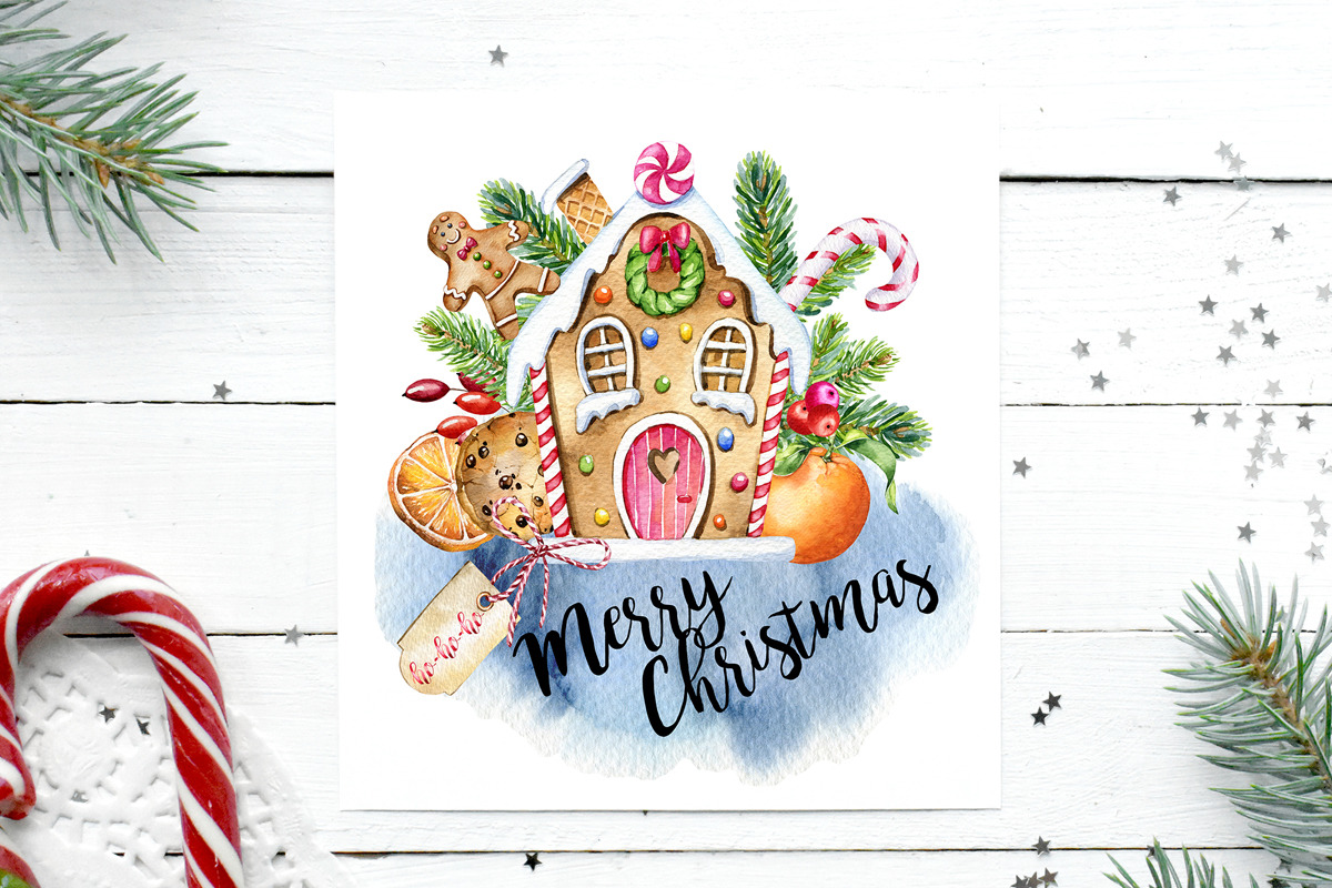 Watercolor Christmas Gingerbreads, a Food Illustration by SimpleWishesArt (Photo 3 of 11)