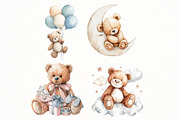 Teddy Bear Watercolor Clipart, an Illustration by Designworld (Thumbnail 5 of 5)