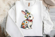 Retro Floral Easter Bunny Clipart, an Illustration by DreamCafeArt (Thumbnail 4 of 4)