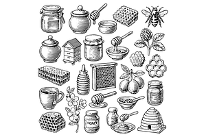 Honey and Beekeeping Set, an Object Graphic by nikagraphic