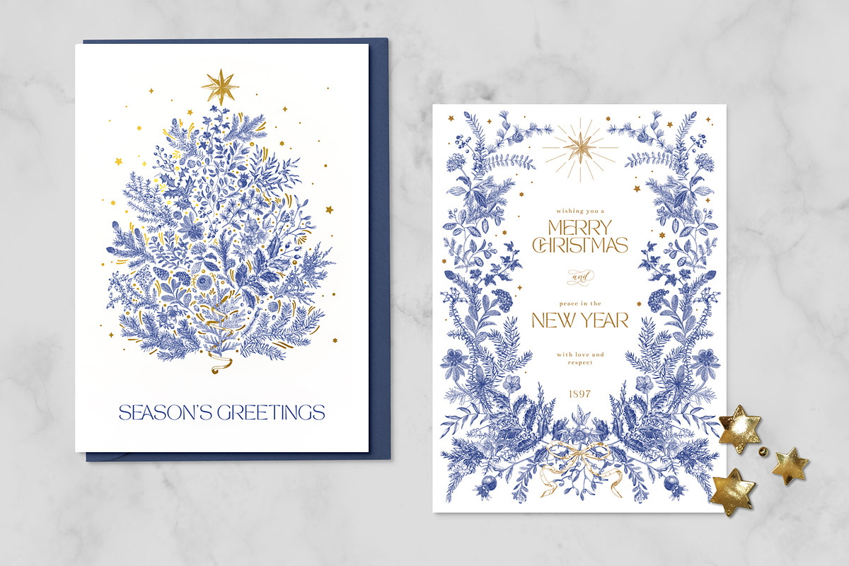 Christmas dreams. Blue & white, a Seasonal Illustration by olga.korneeva (Photo 7 of 12)