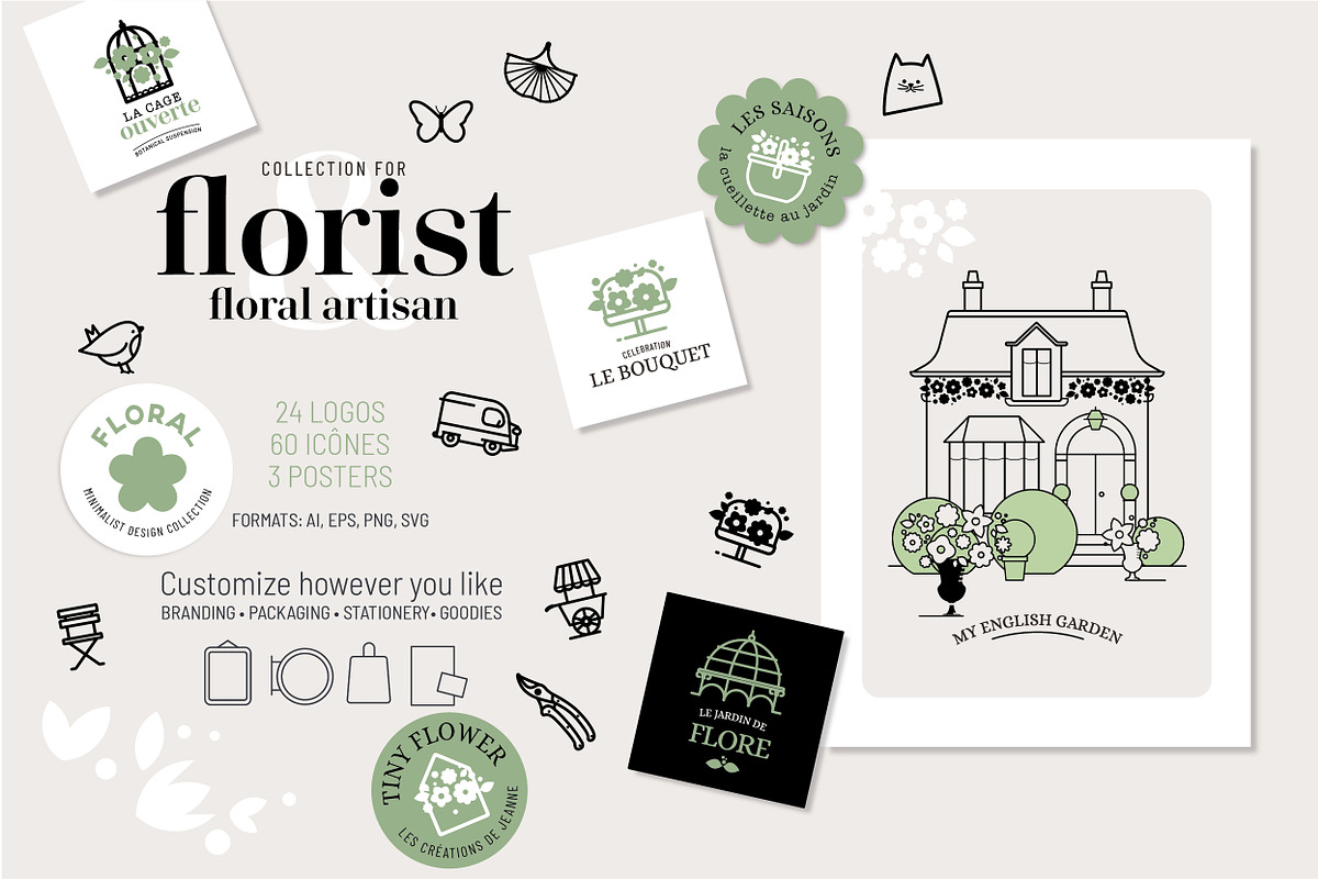 Collection florale – Logos, pictogra, an Outline Icon by AnneCeline (Photo 1 of 8)