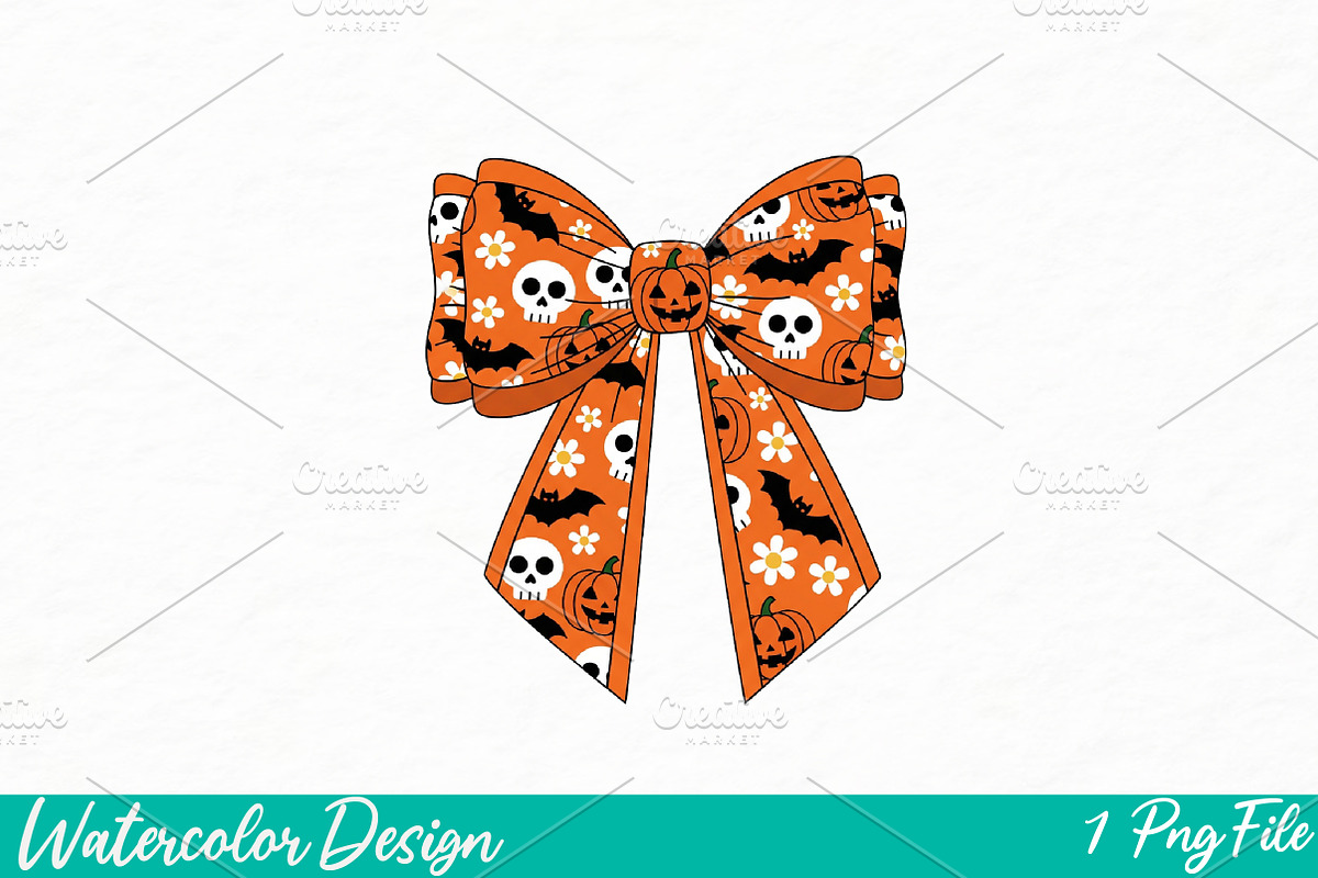 Halloween Haunts Bow PNG, an Illustration by Watercolor design (Photo 1 of 3)