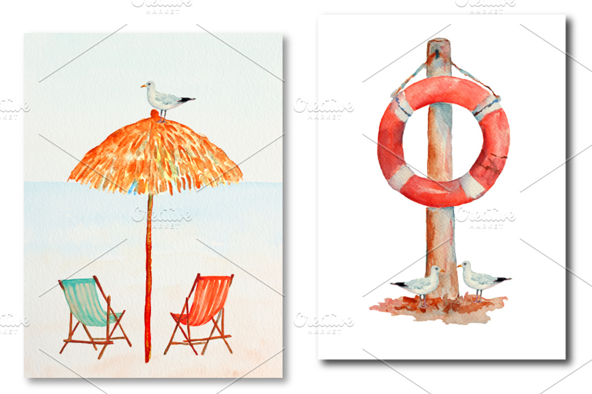Watercolor Nautical Clipart, an Illustration by Corner Croft (Photo 3 of 3)