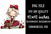 Watercolor Cherry Girls Clipart, a Person Illustration by Designking (Thumbnail 4 of 5)
