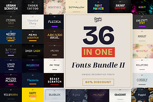 Decorative Fonts Bundle II 36 in 1, a Handwritten Font by Graphic Spirit