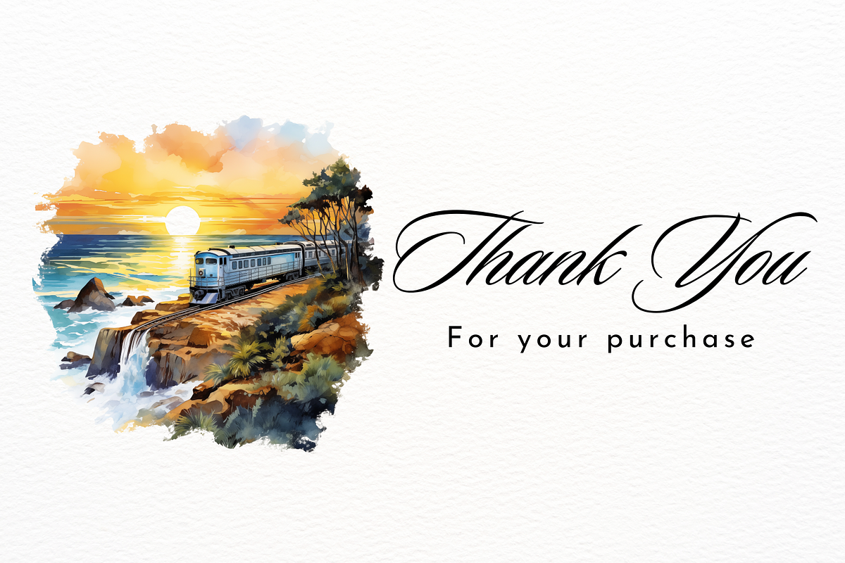 Vintage Train on Coastal Cliffs, a Transportation Illustration by New-School-Wave (Photo 5 of 5)