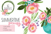 Summertime Peonies, an Illustration by Jande Summer (Thumbnail 1 of 4)