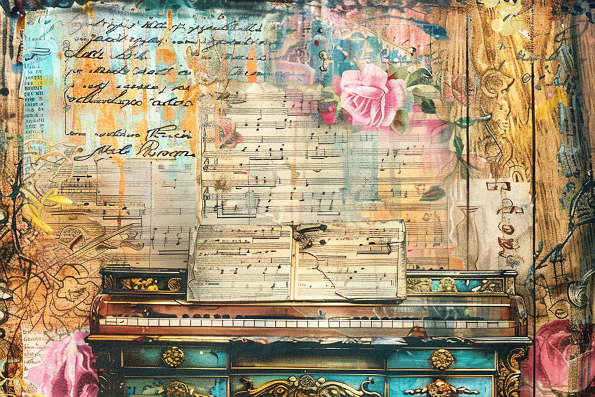 Vintage Musical Wooden Junk Page, a Background Graphic by Printable Treasure (Photo 3 of 7)