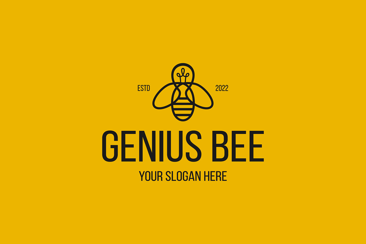 Line Art Bee With Lamp Logo, a Branding & Logo Template by juliawan