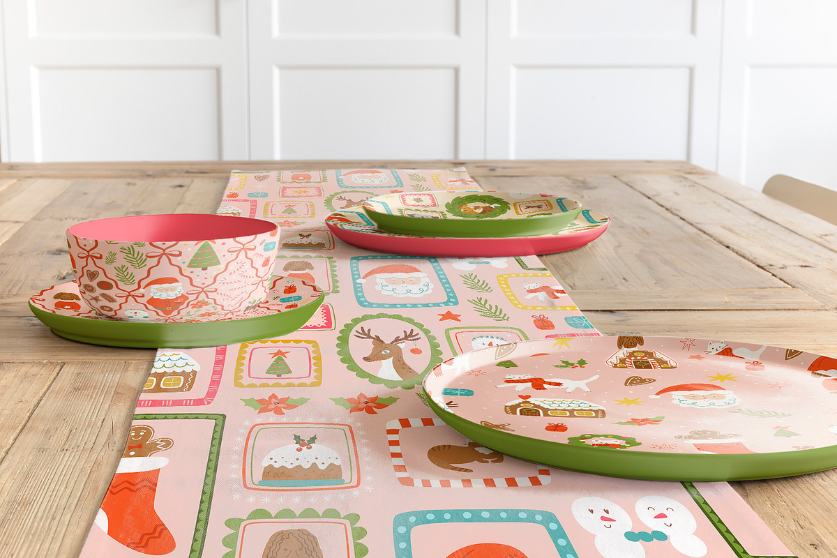 Pink Christmas dogs & bows, a Pattern Graphic by Tani Kuzminka (Photo 11 of 15)