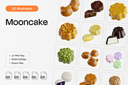 Mooncake 3D Icon Set, a Food & Drink 3D Model by Eklip Studio (Thumbnail 1 of 2)