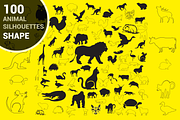 100 ANIMAL Silhouettes Vector Shapes, a Shape Add-On by ORCOLOR (Thumbnail 2 of 5)