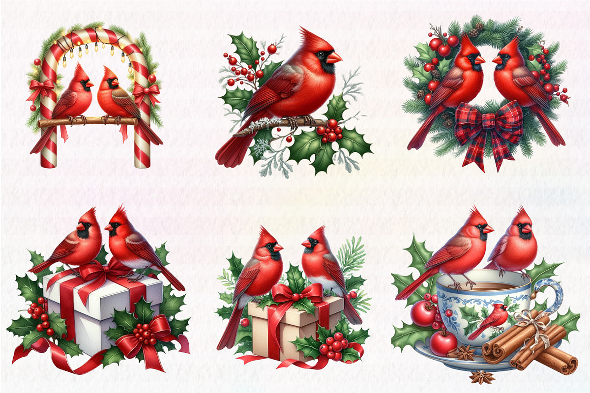 Red Cardinals Christmas Sublimation, an Illustration by CreationArt (Photo 4 of 5)