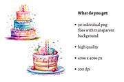 Watercolor Birthday Clipart Bundle, an Illustration by Mash Mash Stickers (Thumbnail 2 of 9)