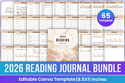 2026 Reading Journal Bundle Canva, a Stationery Template by Mustafiz (Thumbnail 1 of 8)