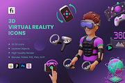 3D Simulated Reality Icon Set, an Object 3D Model by Flat Icons (Thumbnail 1 of 8)
