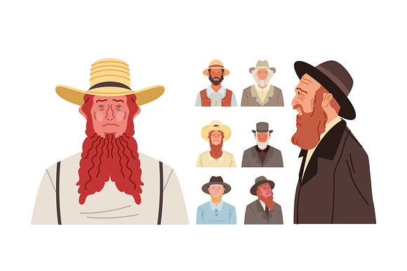 Amish People Illustration Set preview 2