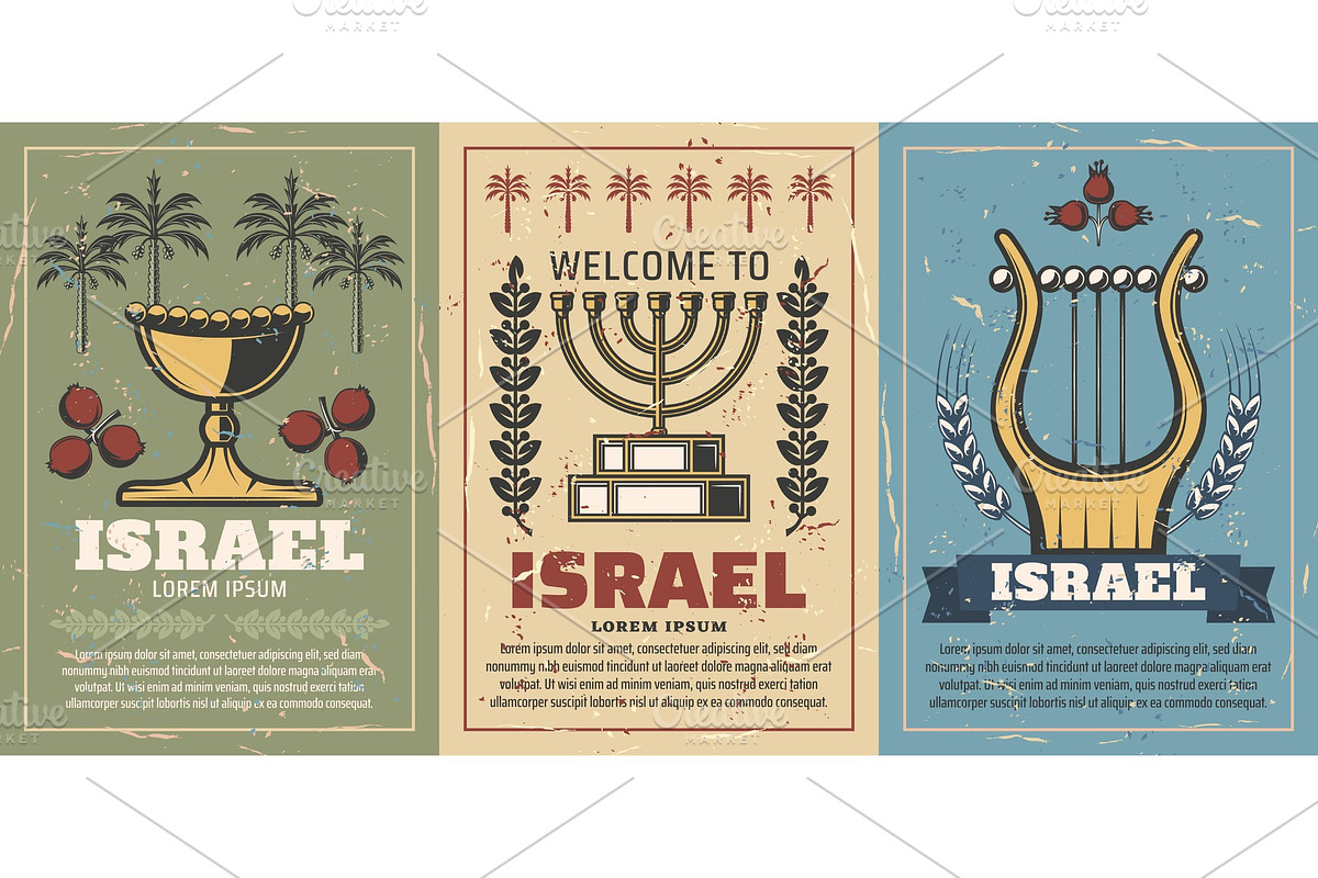 Jewish harp, menorah, goblet, an Illustration by Vector Tradition