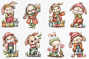 Easter Bunny Gardener Clipart, a Seasonal Illustration by HueNestify (Thumbnail 3 of 3)