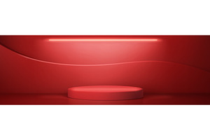 Red Round Podium, Platform Or Stage