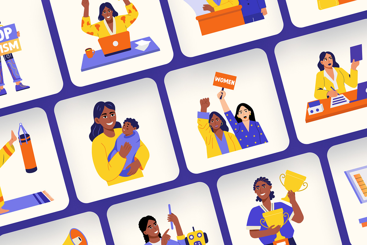 Animated Feminist Icons Illustration, a Person Illustration by Creative Stall (Photo 3 of 4)