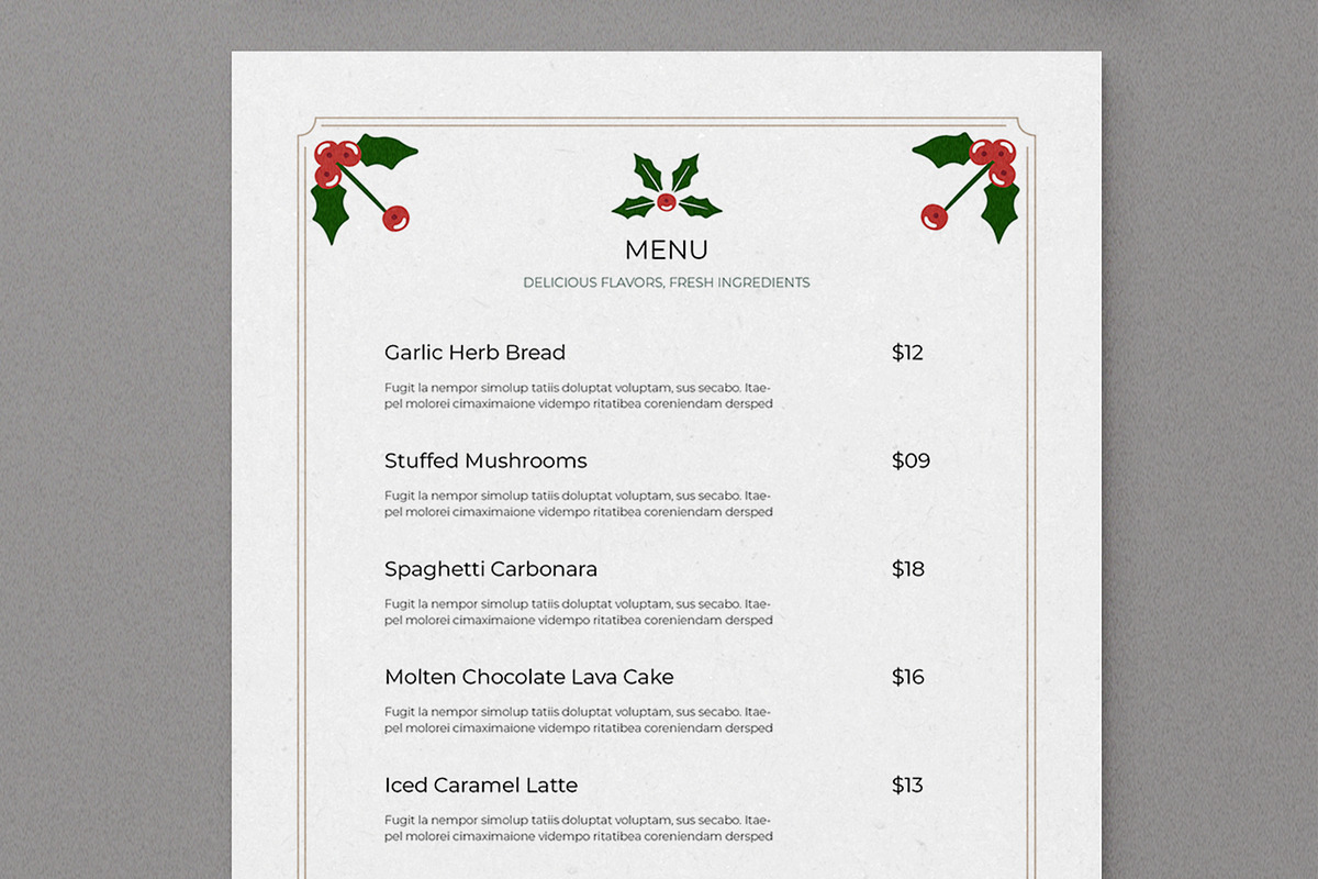 Christmas Food Menu for Restaurants, a Flyer Template by MightyDesign (Photo 4 of 8)