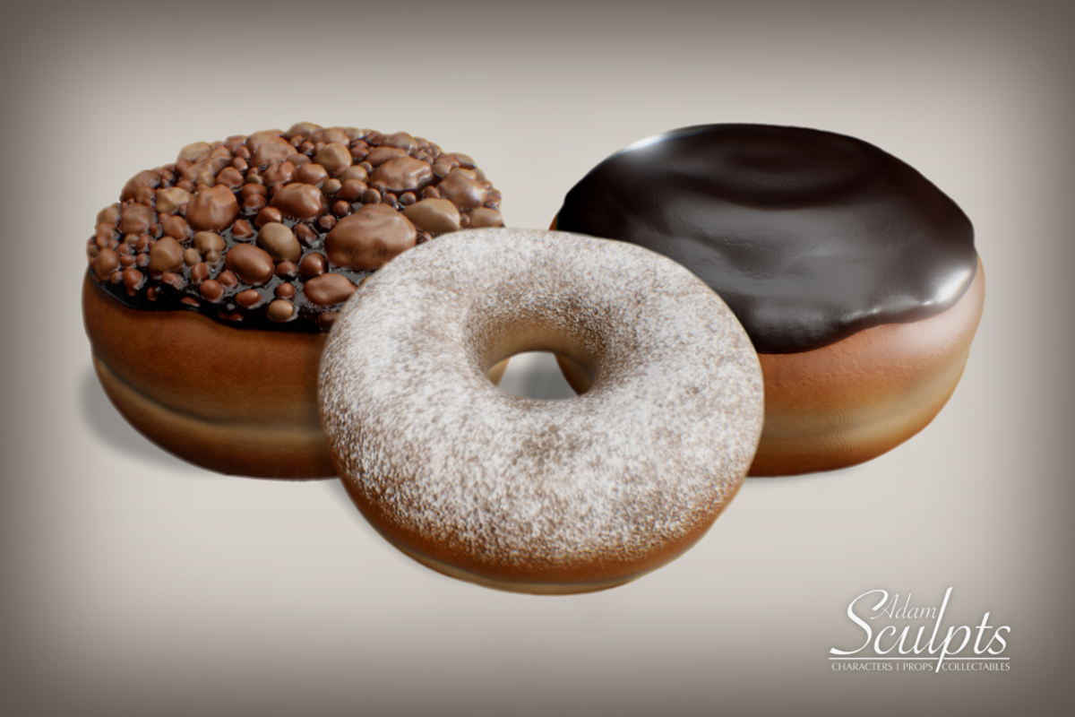 Doughnut Selection 01, a Food & Drink 3D Model by Adam Sculpts (Photo 1 of 5)